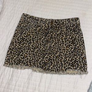 Leopard Print Jean Skirt